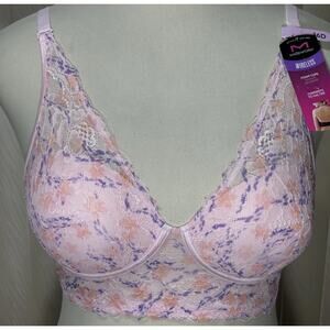 Maidenform Halter Bra 36D Wireless Multiway Convertible Pink Floral DM1188